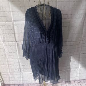 Zara Navy Swiss dotted mini dress